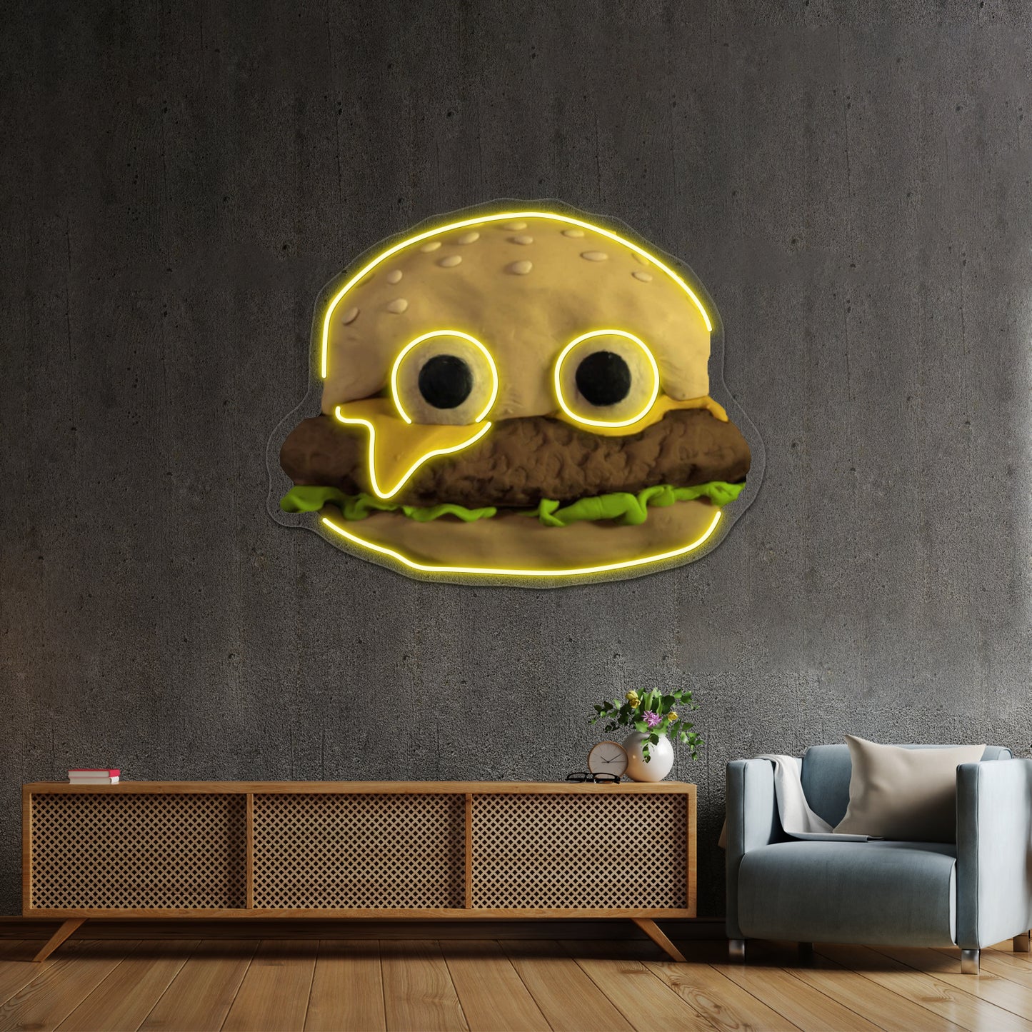 Jack Stauber Cheeseburger Family Food Wall Artwork Neon Signs