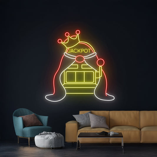 Jackpot King Crown Cloak Neon Sign