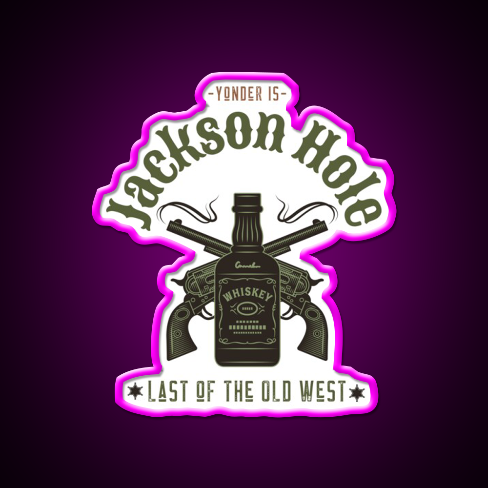 Jackson Hole Last Of The Old West Whiskey Drink Bar Led Neon Sign Rgb Color