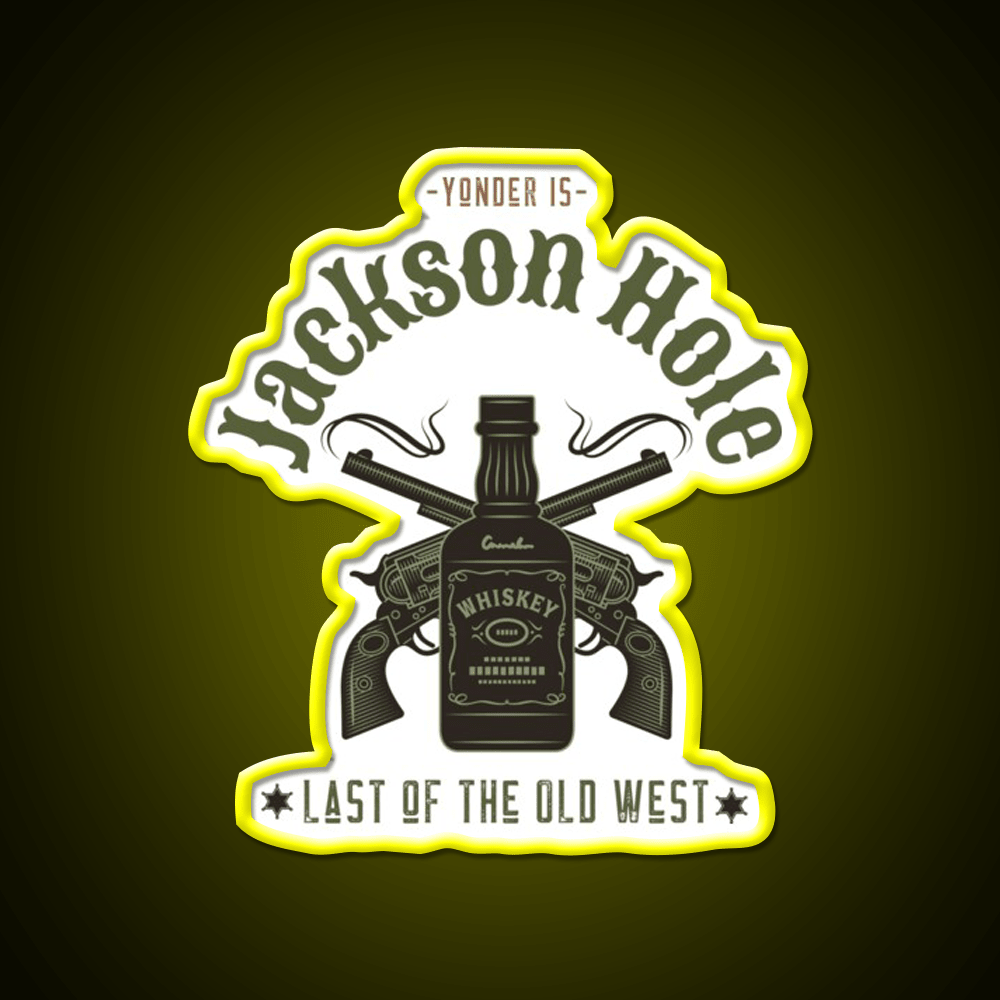 Jackson Hole Last Of The Old West Whiskey Drink Bar Led Neon Sign Rgb Color - Shineneon