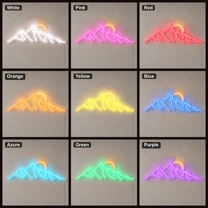 Jagged Mountain Range And Partial Sun LED Neon Sign color grid