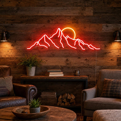 Jagged Mountain Range And Partial Sun LED Neon Sign - Shineneon