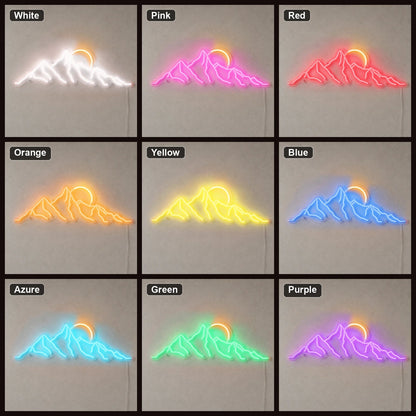Jagged Mountain Range And Partial Sun LED Neon Sign - Shineneon