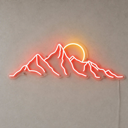 Jagged Mountain Range And Partial Sun LED Neon Sign - Shineneon