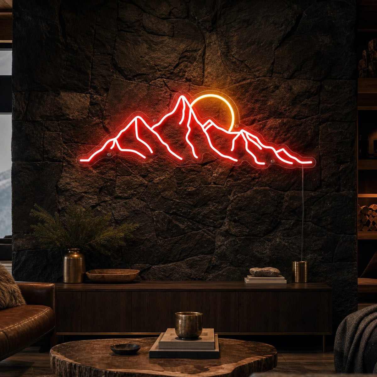 Jagged Mountain Range And Partial Sun LED Neon Sign - Shineneon