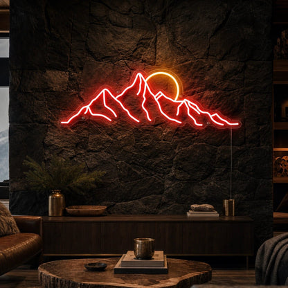 Jagged Mountain Range And Partial Sun LED Neon Sign - Shineneon