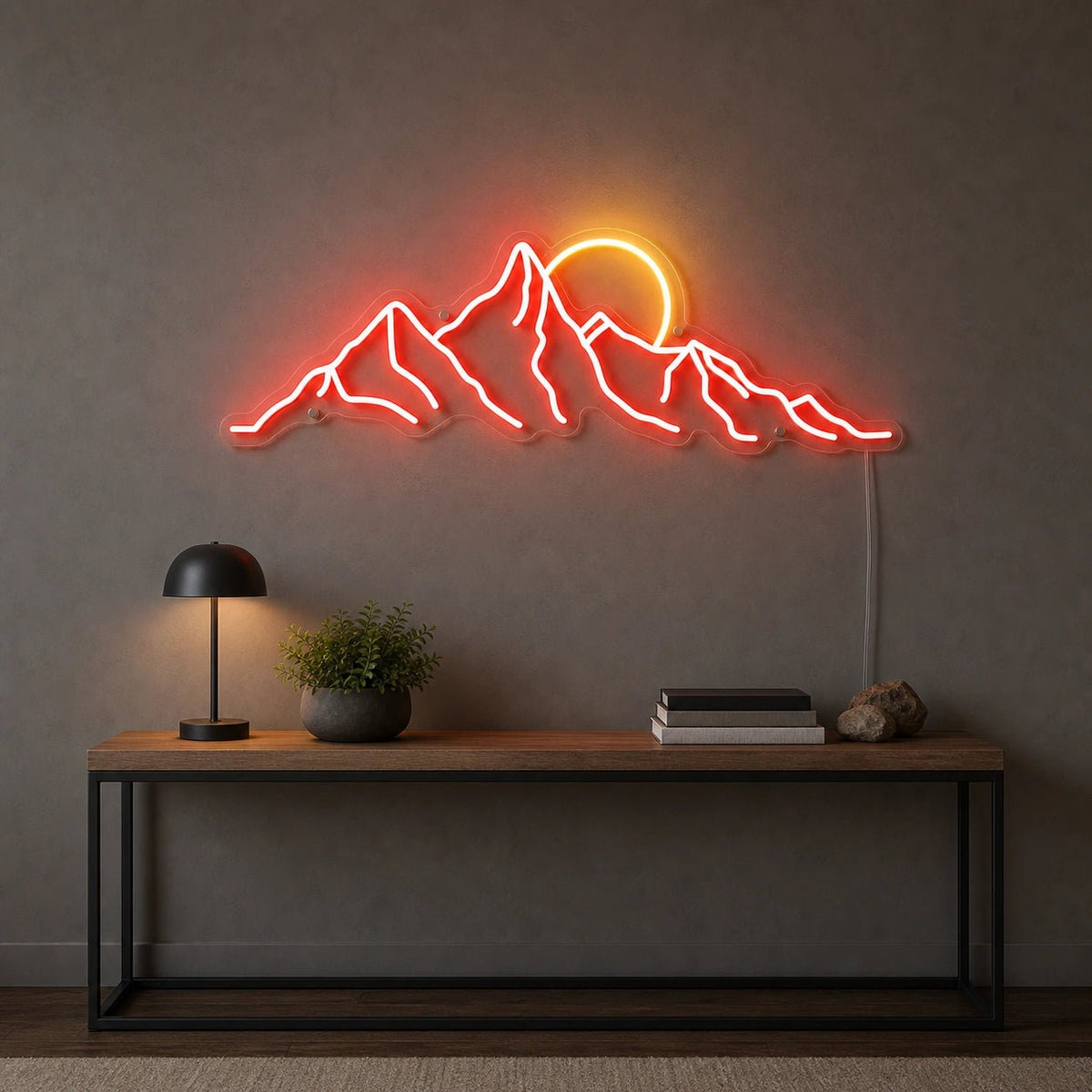 Jagged Mountain Range And Partial Sun LED Neon Sign - Shineneon