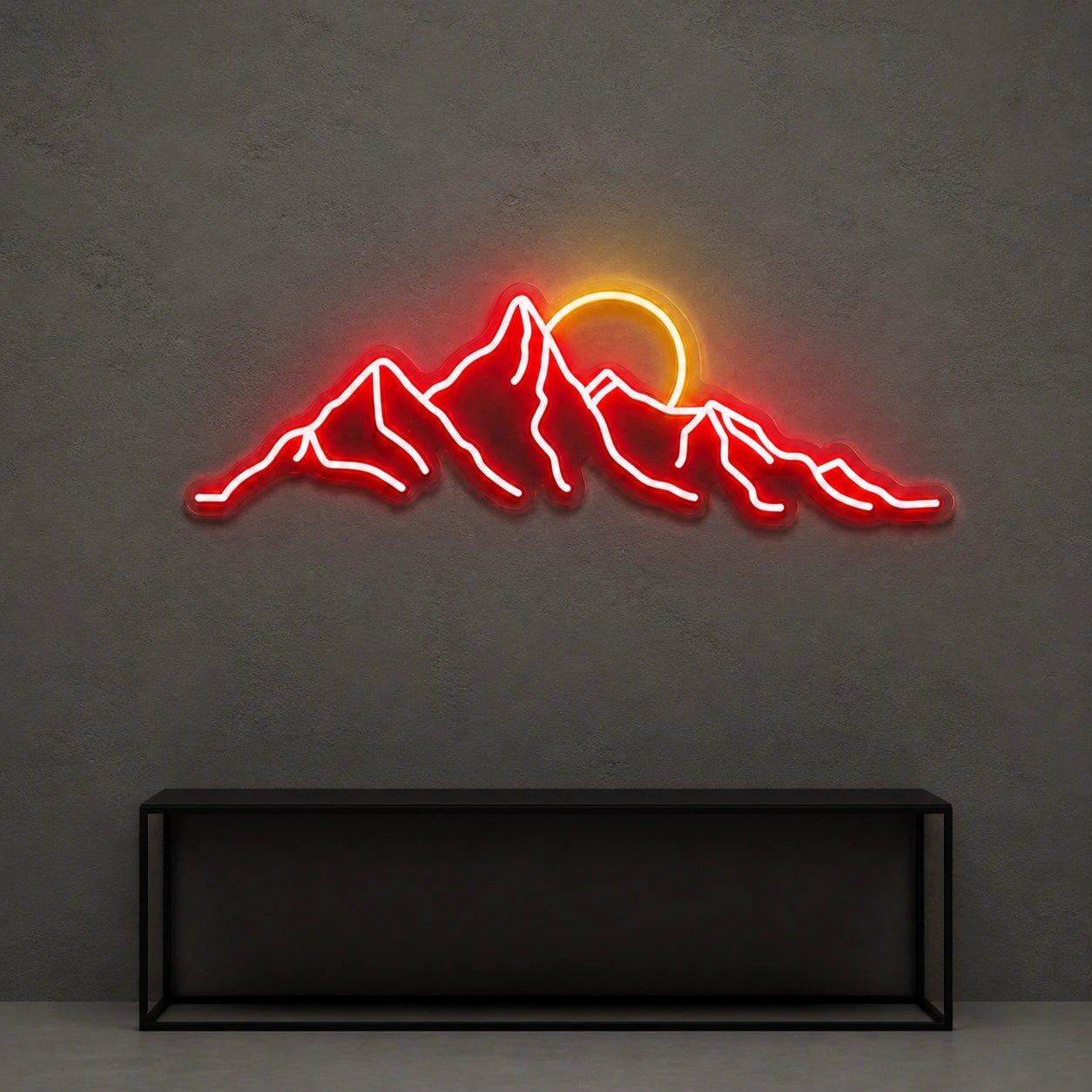 Jagged Mountain Range And Partial Sun LED Neon Sign Garage Neon Sign - Shineneon