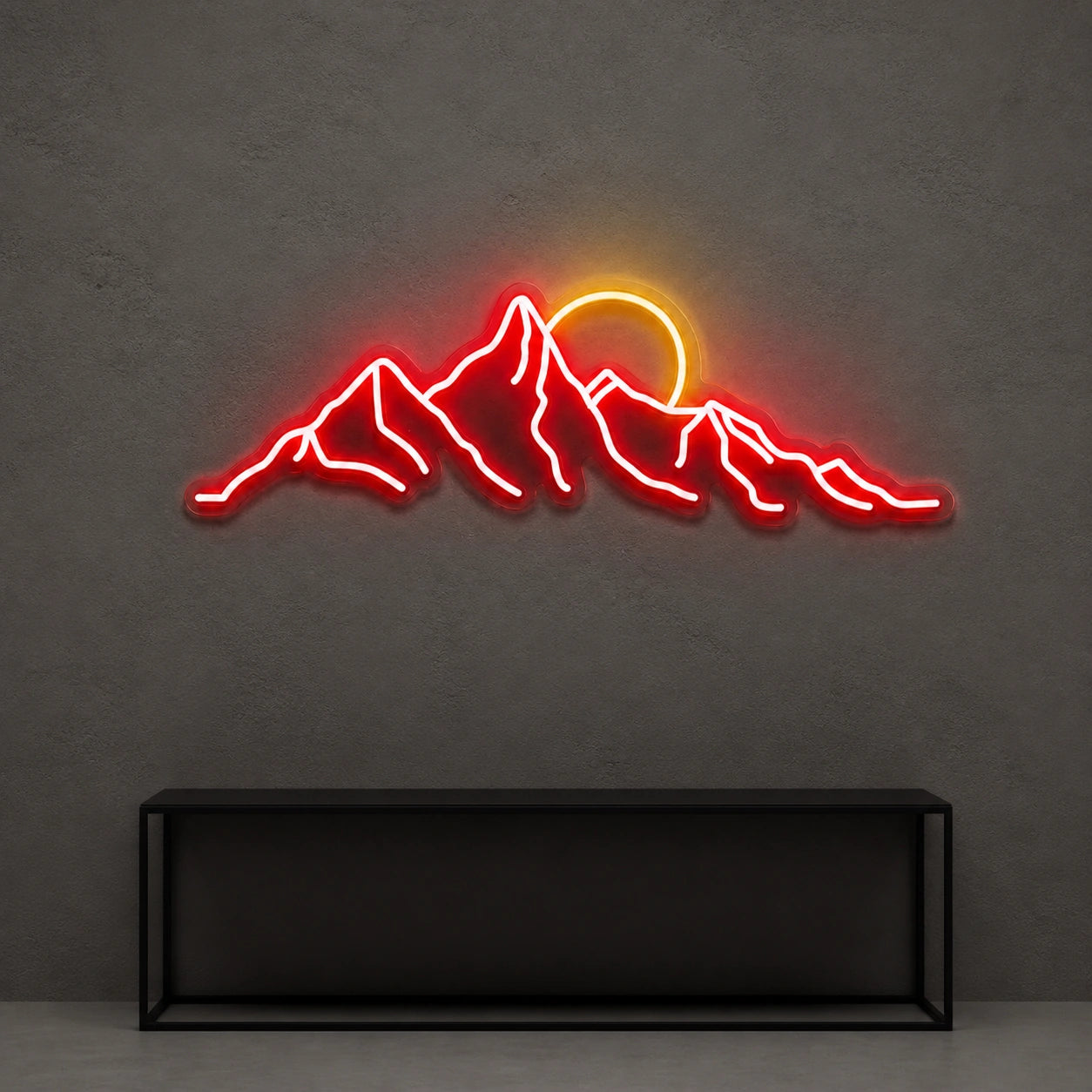 Jagged Mountain Range And Partial Sun LED Neon Sign Home Garage Wall Decoration size image