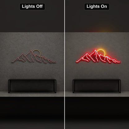 Jagged Mountain Range And Partial Sun LED Neon Sign Home Garage Wall Decoration - Shineneon