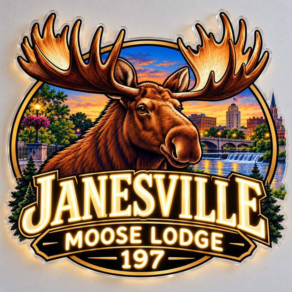 Janesville Moose Lodge Custom LED Neon Sign | d066f2c0c540c9ff2ad0aa3eca60405129c241a6f08588ee814cf755bd9fb468 | effect