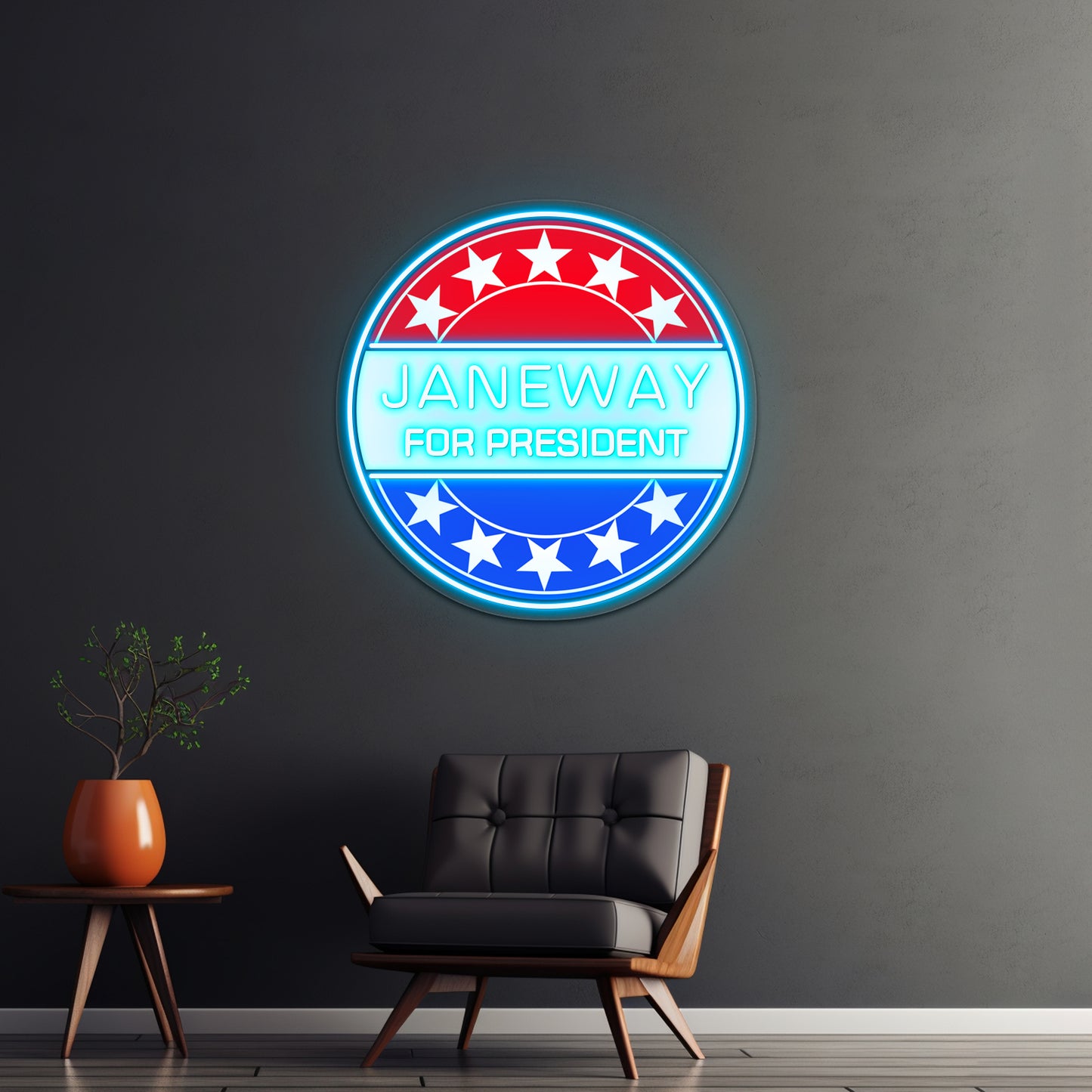 Janeway For President Artwork Room Lights Neon