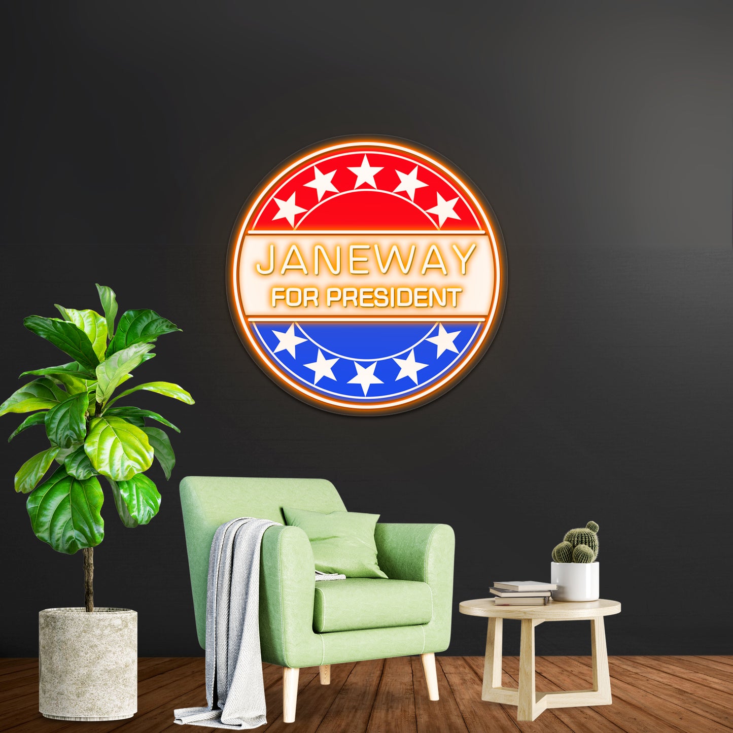 Janeway For President Artwork Room Lights Neon