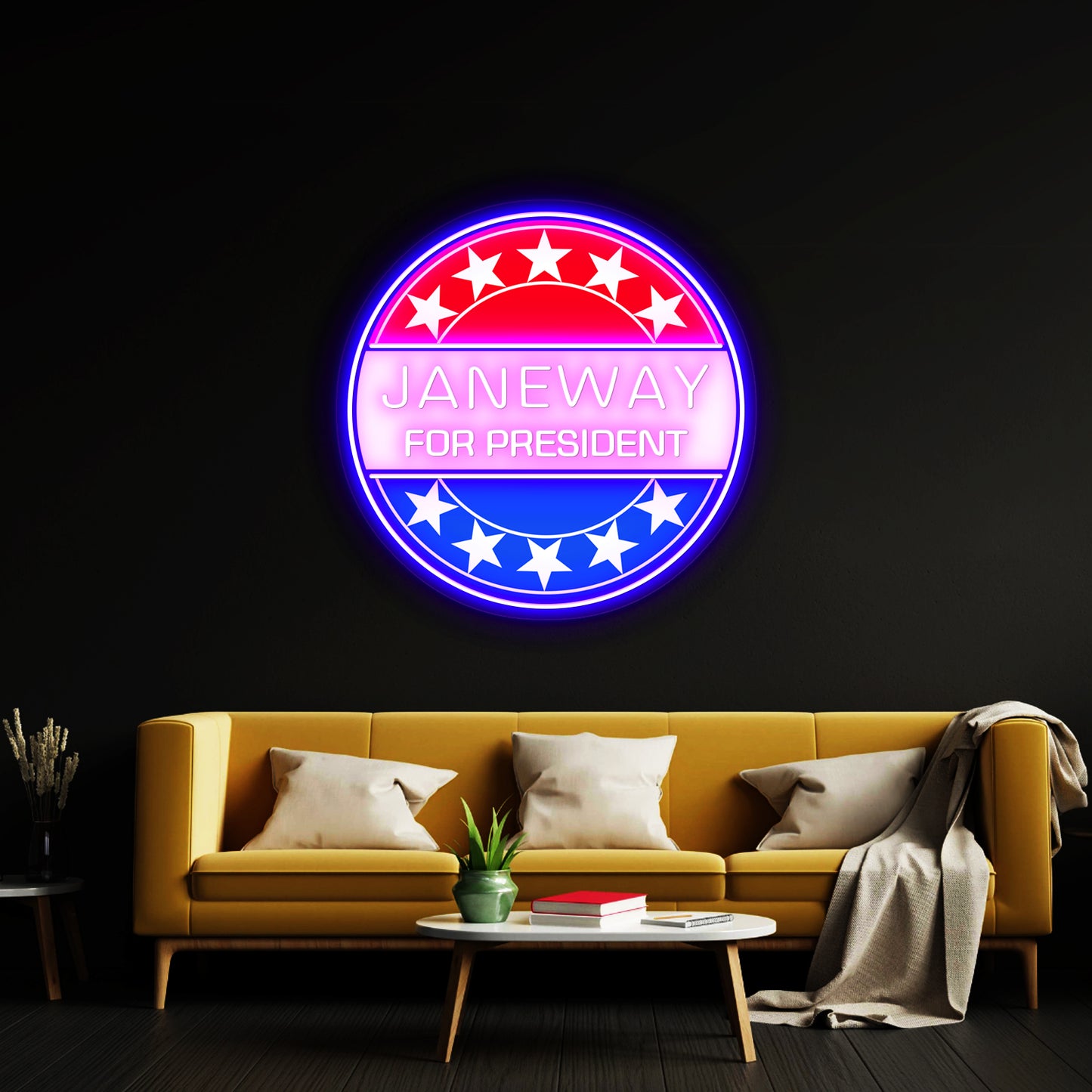 Janeway For President Artwork Room Lights Neon