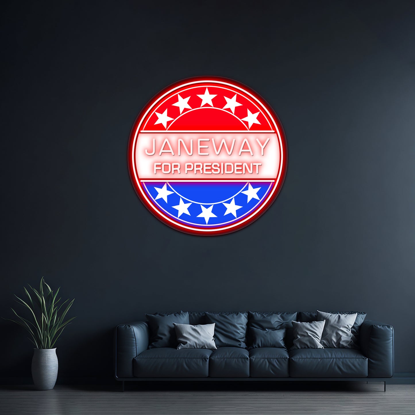 Janeway For President Artwork Room Lights Neon