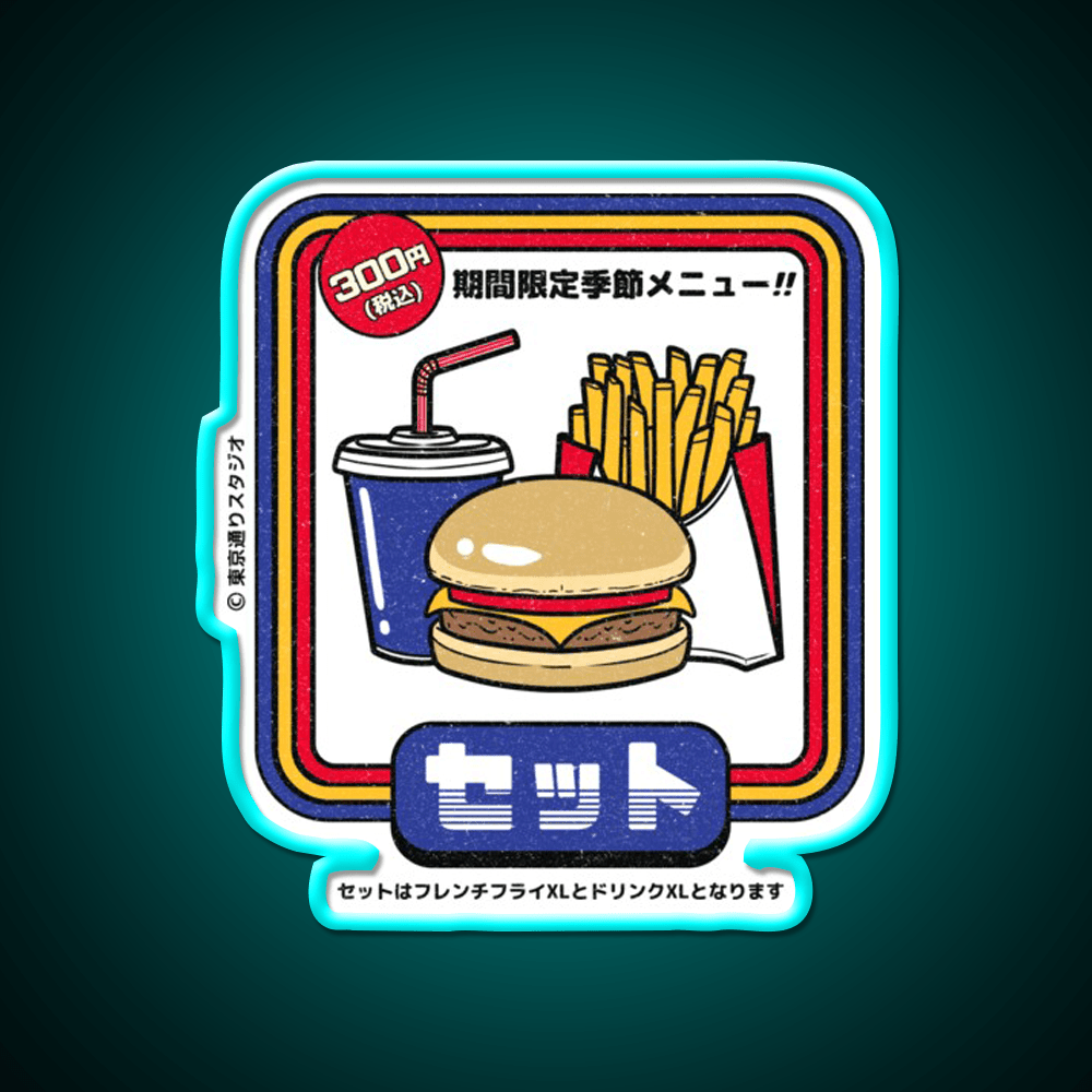 Japanese Burger Set Fast Food Led Neon Sign For Burger Place Rgb Color - Shineneon