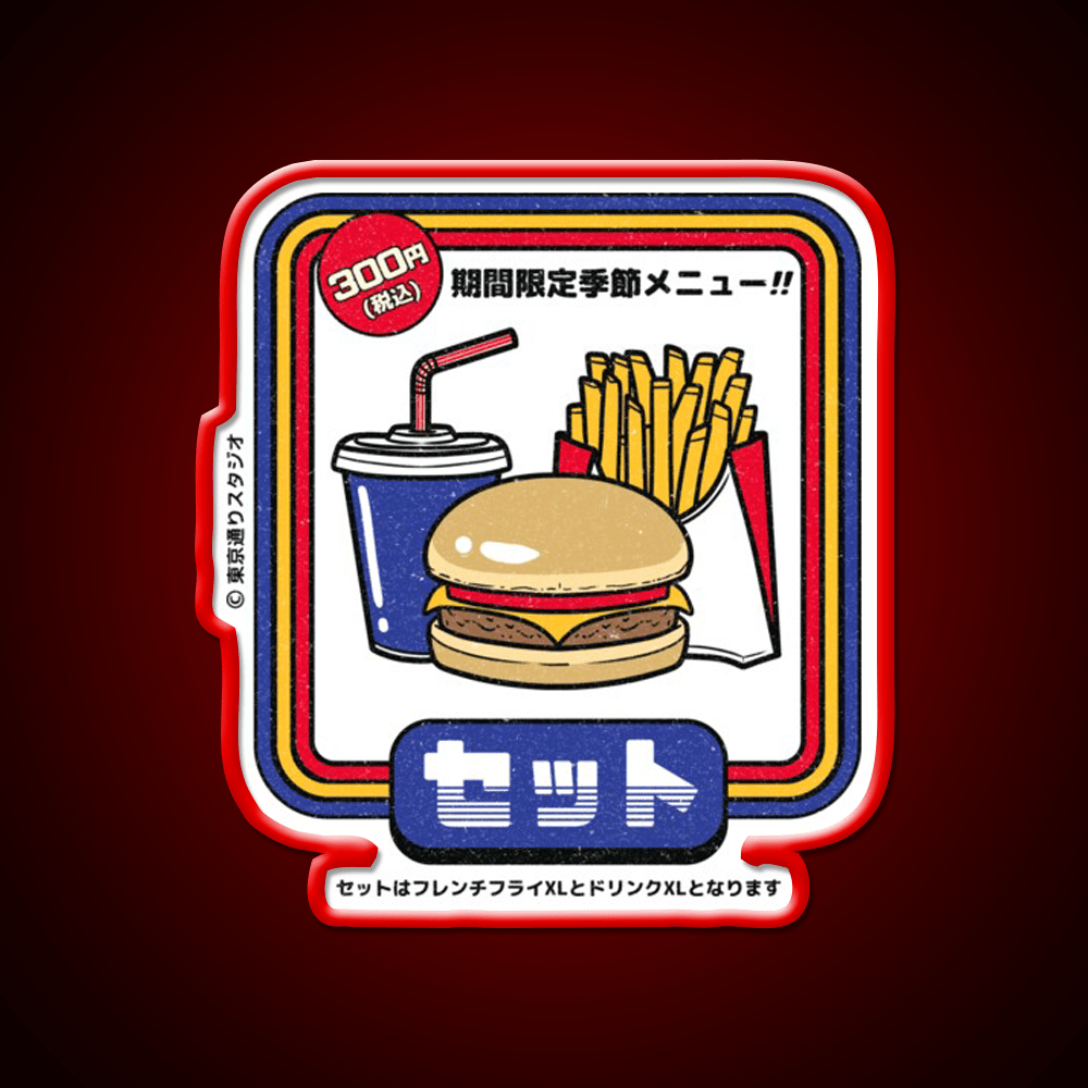 Japanese Burger Set Fast Food Led Neon Sign For Burger Place Rgb Color - Shineneon