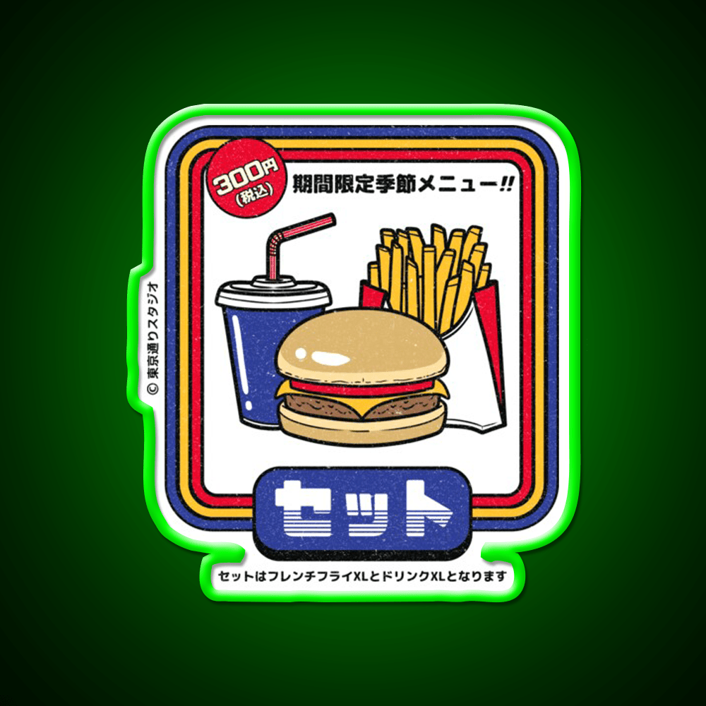 Japanese Burger Set Fast Food Led Neon Sign For Burger Place Rgb Color - Shineneon