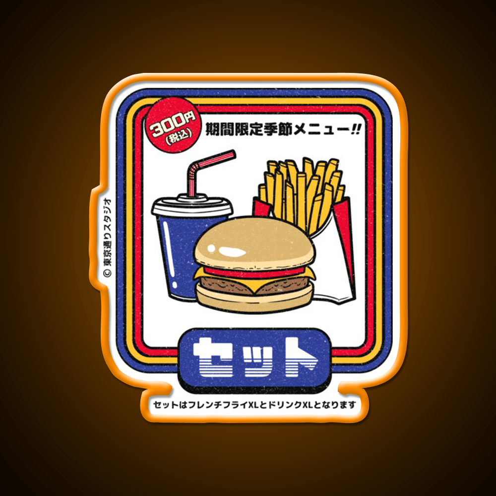 Japanese Burger Set Fast Food Led Neon Sign For Burger Place Rgb Color - Shineneon