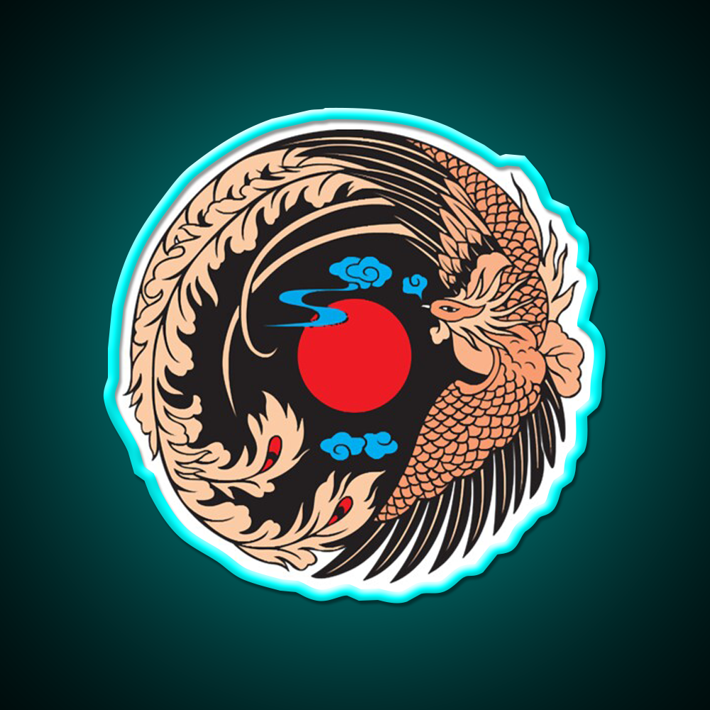 Japanese Crane Bird Symbol Asian Cultural Led Neon Sign Rgb Color - Size and dimension reference