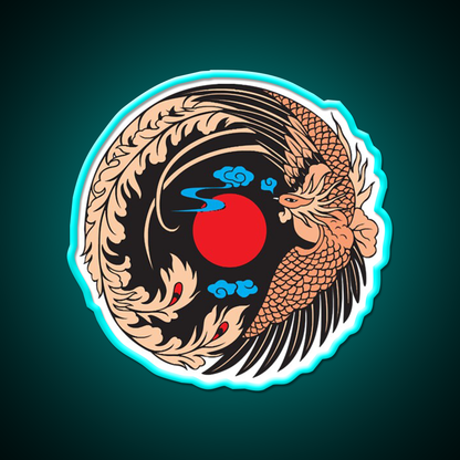 Japanese Crane Bird Symbol Asian Cultural Led Neon Sign Rgb Color - Size and dimension reference