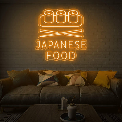 Japanese Food Sushi Chopsticks Warm Yellow Led Neon Sign For Restaurant Decor | Shineneon