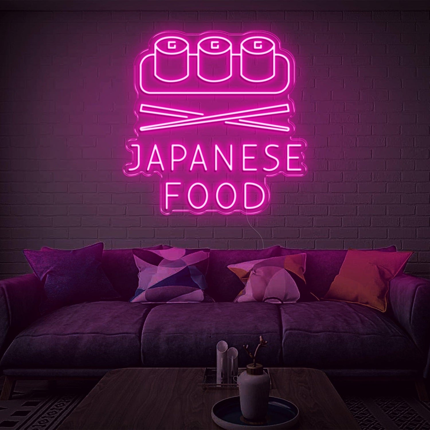 Japanese Food Sushi Chopsticks Warm Yellow Led Neon Sign For Restaurant Decor | Shineneon