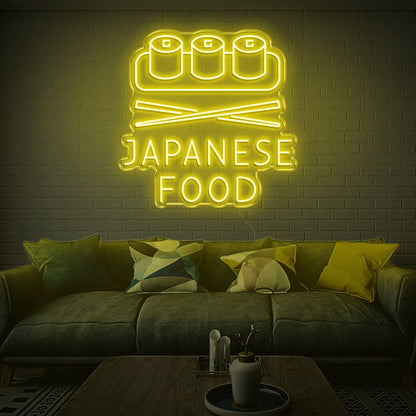 Japanese Food Sushi Chopsticks Warm Yellow Led Neon Sign For Restaurant Decor | Shineneon