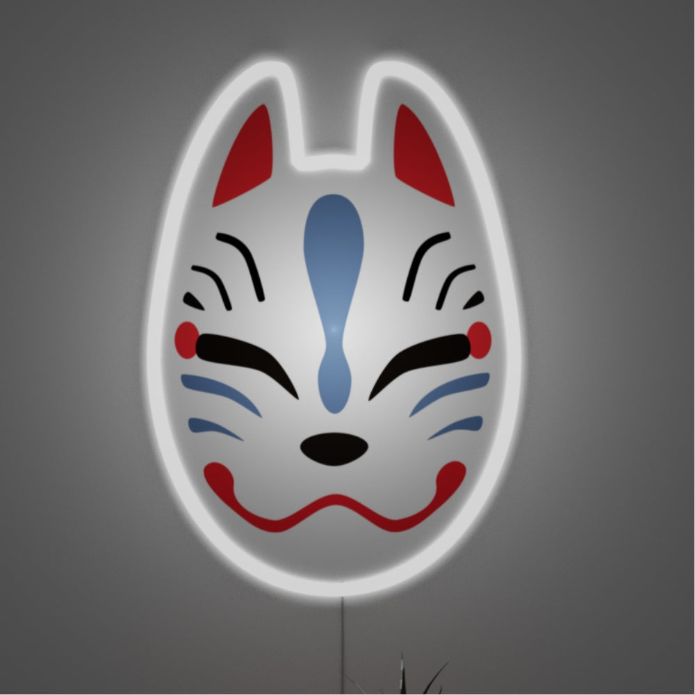 Japanese Fox Mask Neon Sign - Custom LED neon sign front view