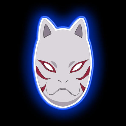 Japanese Fox Mask Neon Sign Bar Wall Decor - LED neon sign close-up detail
