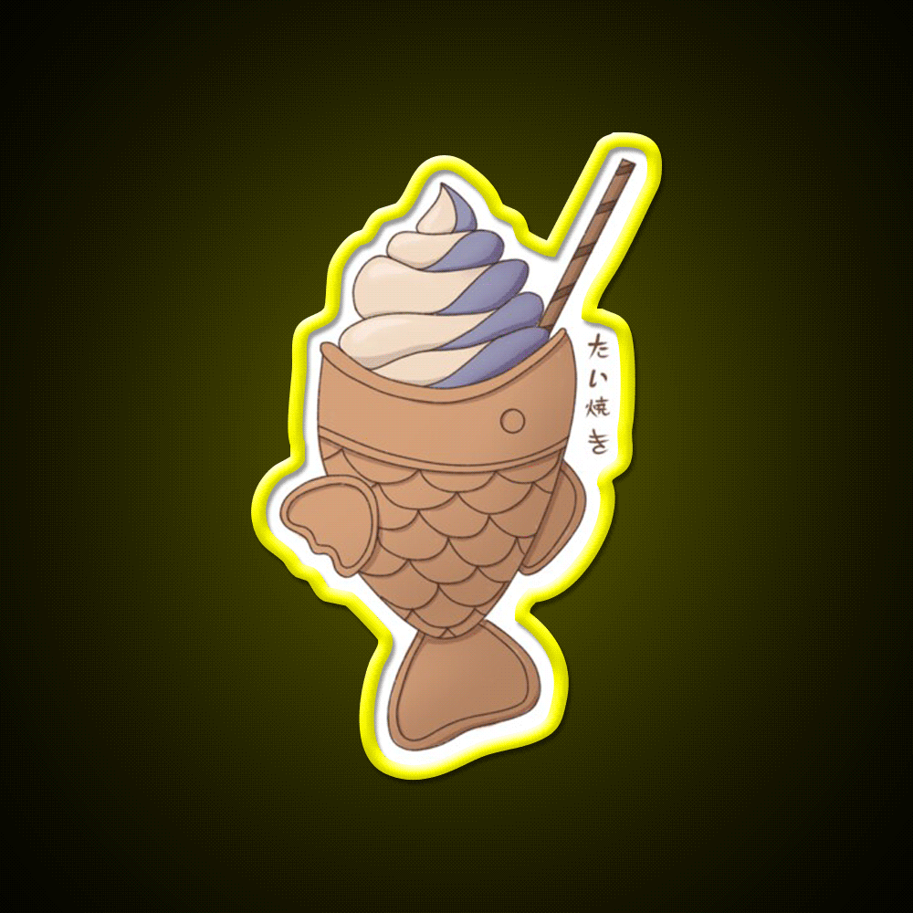 Japanese Ice Cream Taiyaki Snack Food Led Neon Sign Rgb Color - Custom LED neon sign front view