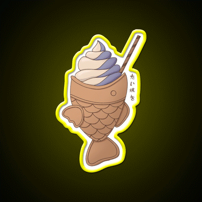 Japanese Ice Cream Taiyaki Snack Food Led Neon Sign Rgb Color - Custom LED neon sign front view