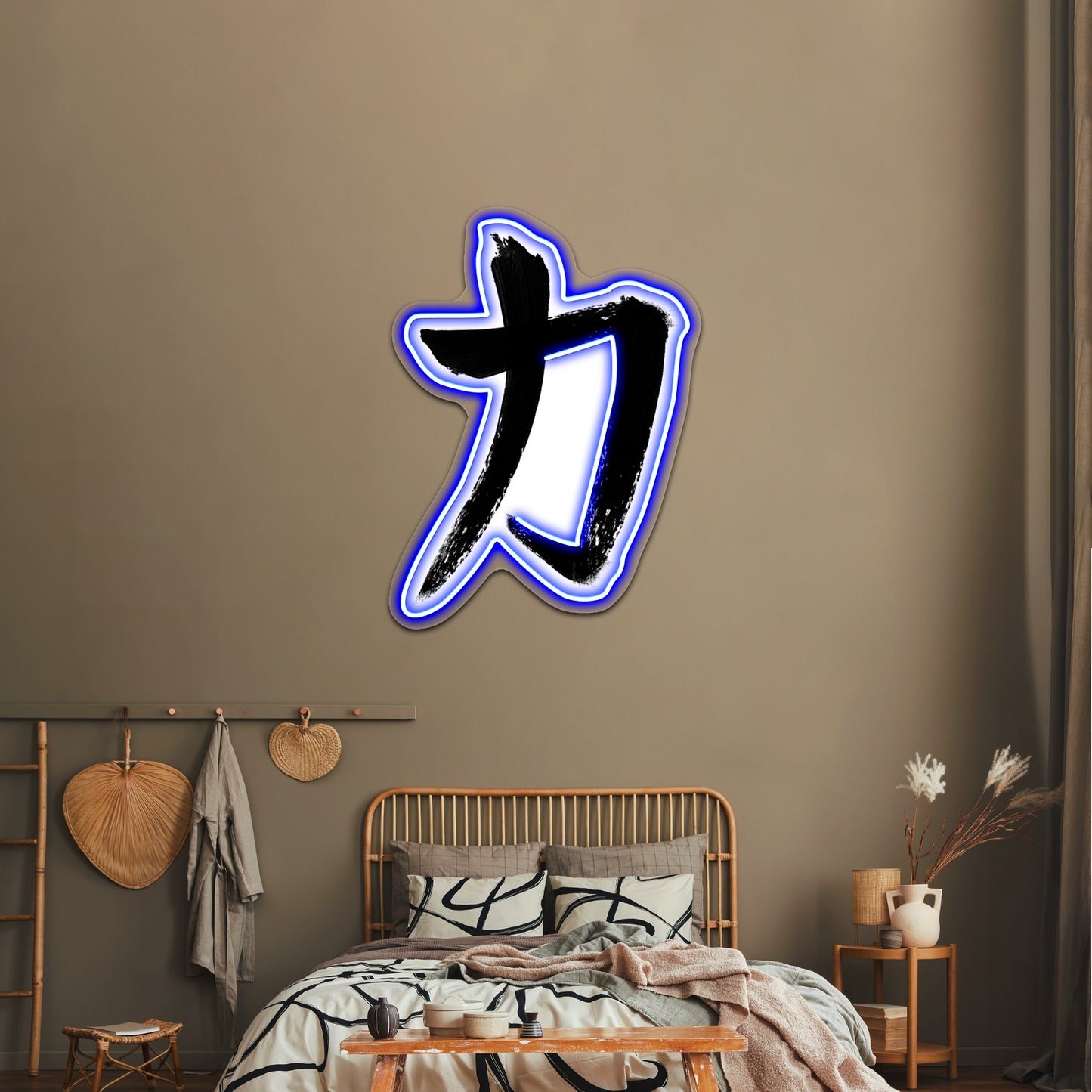 Japanese Kanji Strength Symbol Artwork Room Lights Neon