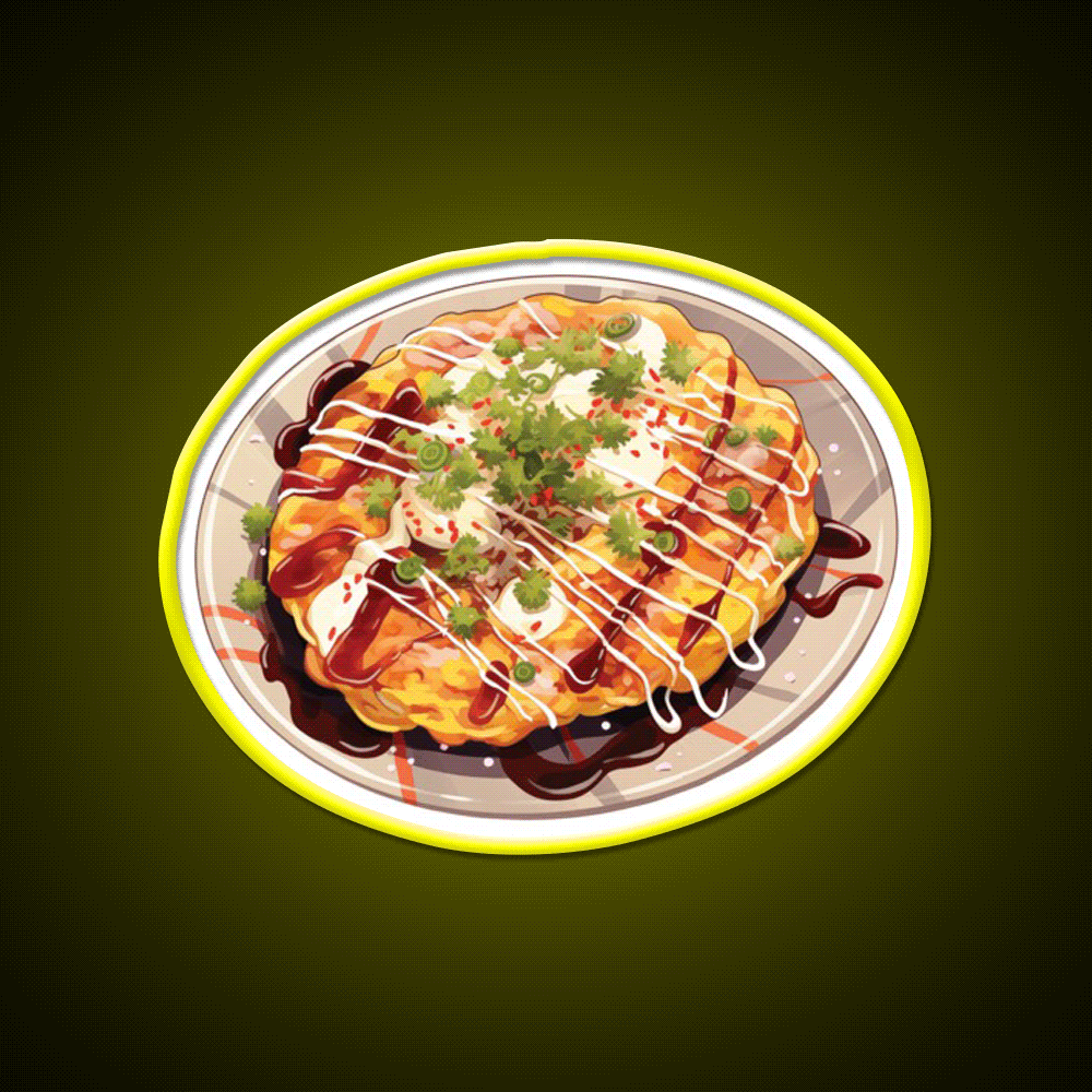 Japanese Okonomiyaki Pancake Snack Food Led Neon Sign Rgb Color - Custom LED neon sign front view