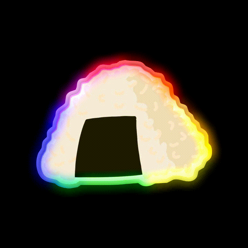 Japanese Onigiri Snack Food Led Neon Sign Rgb Color - LED neon sign close-up detail