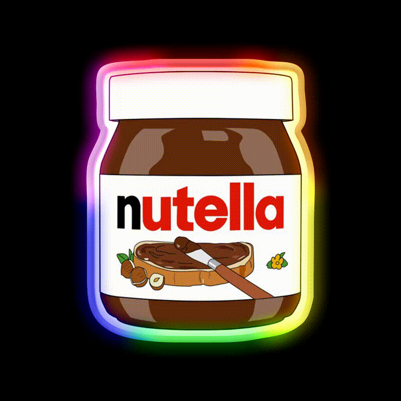 Jar Of Nutella Snack Food Led Neon Sign Rgb Color - LED neon sign close-up detail