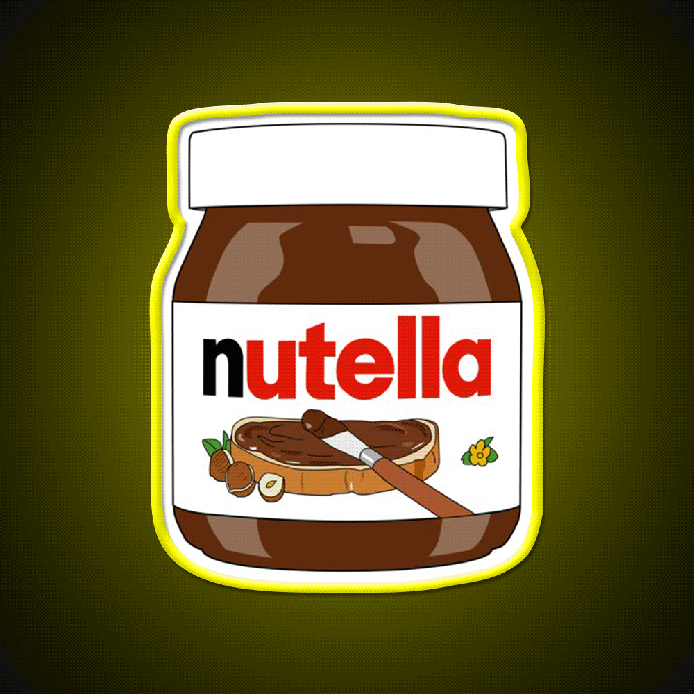 Jar Of Nutella Snack Food Led Neon Sign Rgb Color - Custom LED neon sign front view