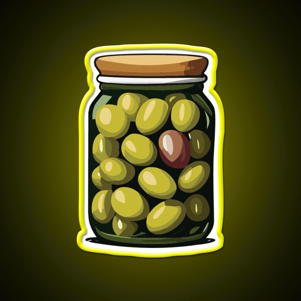 Jar Of Olives Snack Food Led Neon Sign Rgb Color - Custom LED neon sign front view