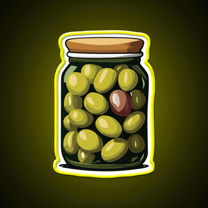 Jar Of Olives Snack Food Led Neon Sign Rgb Color - Custom LED neon sign front view