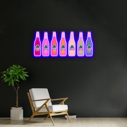 Jarritos Bottles Digital Artwork Room Lights Neon - Neon sign mounted on wall in room