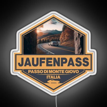 Jaufenpass Italy Travel Art Badge Rgb Neon Sign - Custom LED neon sign front view