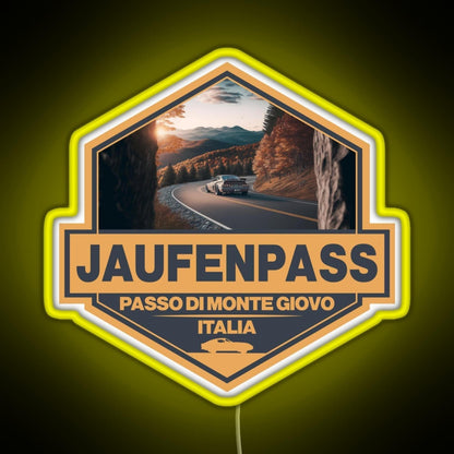 Jaufenpass Italy Travel Art Badge Rgb Neon Sign - LED neon sign close-up detail