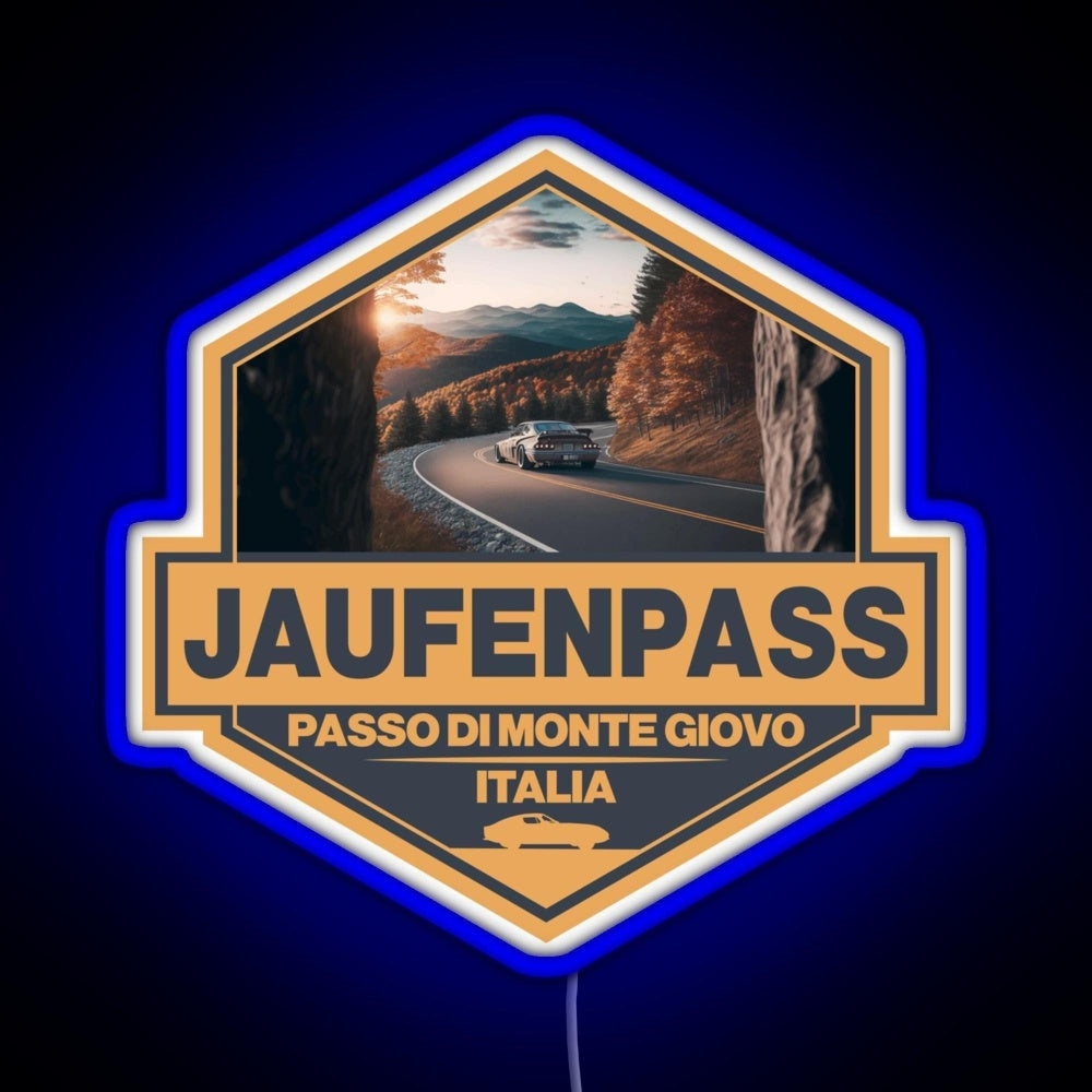 Jaufenpass Italy Travel Art Badge Rgb Neon Sign - Size and dimension reference