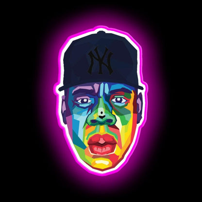 Jay Z Rapper Neon Sign - Neon sign mounted on wall in room