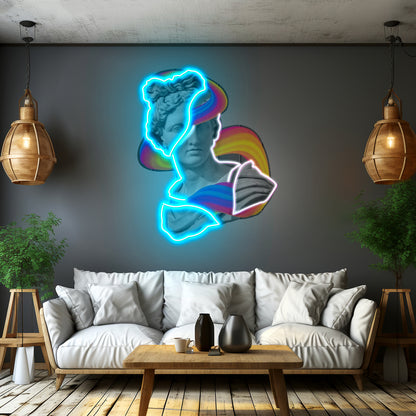 Jazzy Apollo Statue Neon Acrylic Artwork