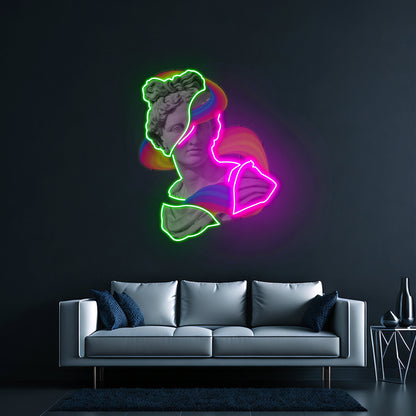 Jazzy Apollo Statue Neon Acrylic Artwork