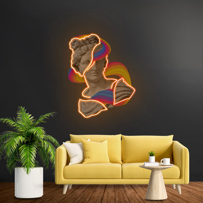 Jazzy Apollo Statue Neon Acrylic Artwork