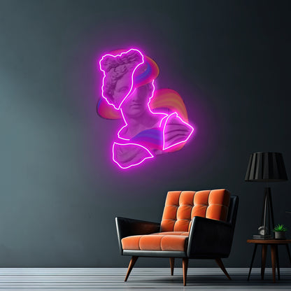 Jazzy Apollo Statue Neon Acrylic Artwork