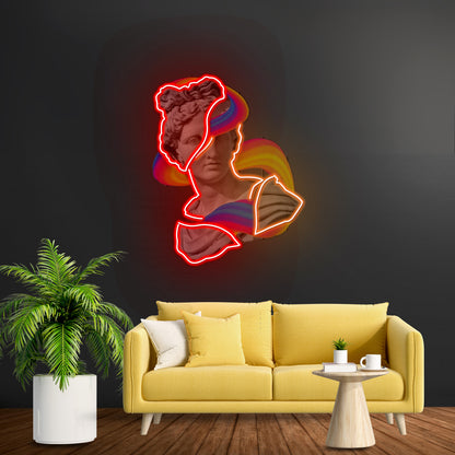 Jazzy Apollo Statue Neon Acrylic Artwork - Custom LED neon sign front view