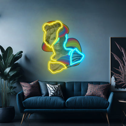 Jazzy Apollo Statue Neon Acrylic Artwork